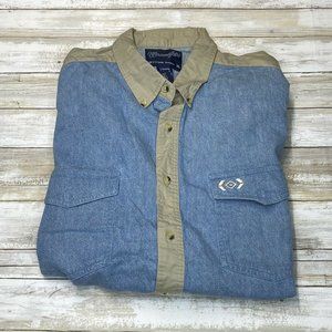 Vintage Wrangler Western Shirt Medium Men’s Denim / Tan Cowboy Button Down